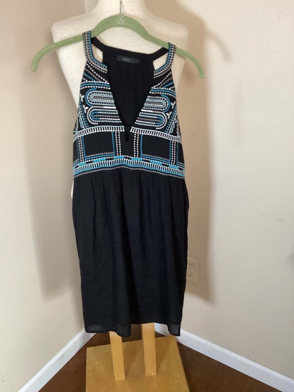 THML Black Embroidered Sleeveless Dress Size XS